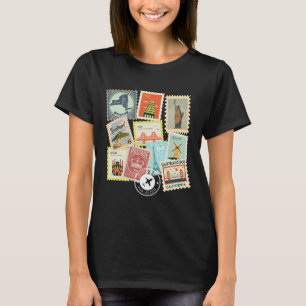 T-shirt Timbres de voyage vintage vacances philatelique 