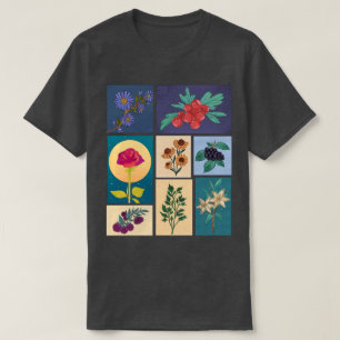 T-shirt Timbres Vintage Fleurs et Fruits