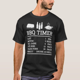 T-shirt Timer barbecue, boeuf et bière, Rare - Moyen - Pui