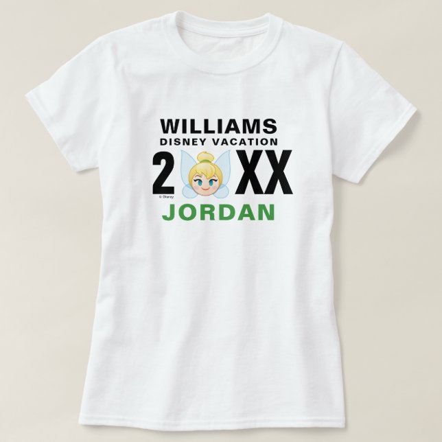 T-shirt Tinker Bell Emoji - Vacances en famille et année (Design devant)