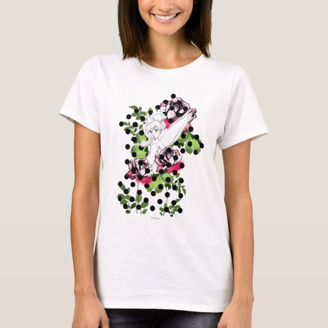 T-shirt Tinker Bell Sketch avec Roses et Pois (Devant)