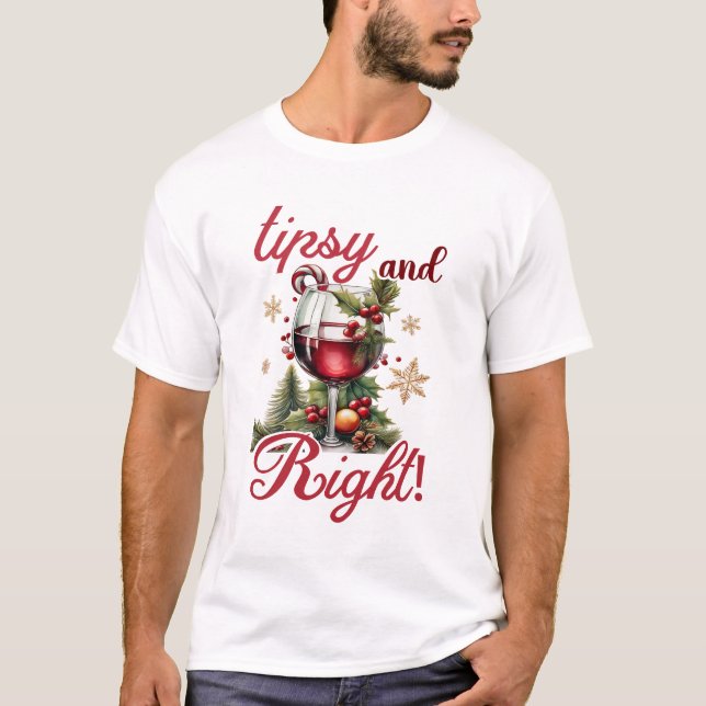 T-shirt Tipsy and Bright Funny Wine Lovers Christmas (Devant)