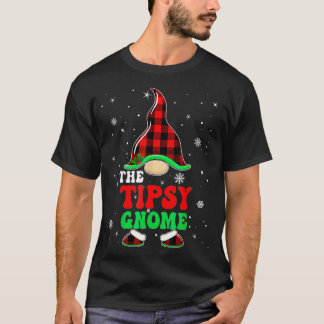 T-shirt Tipsy Gnome Buffalo Plaid Matching Famille Christm