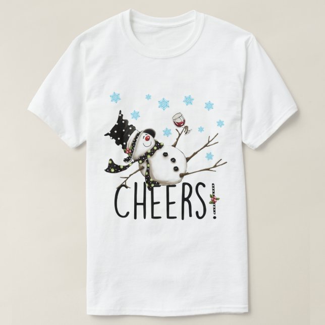 T-shirt Tipsy Snowman Christmas Design (Design devant)