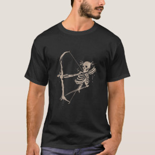 T-shirt Tir À Arc Design Squelette Archer Avec Bow Et Flèc