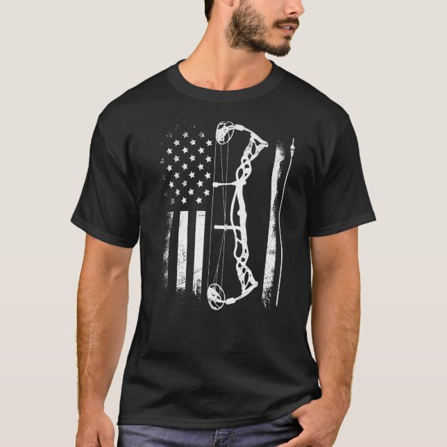 T-shirt Tir américain Drapeau Archer Compound Bow 2 (Devant)