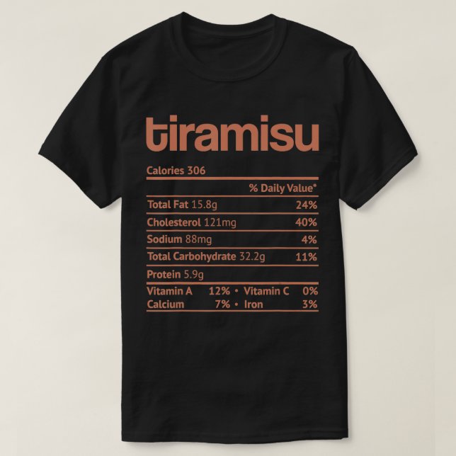 T-shirt Tiramisu Nutrition Facts Drôle Thanksgiving Christ (Design devant)