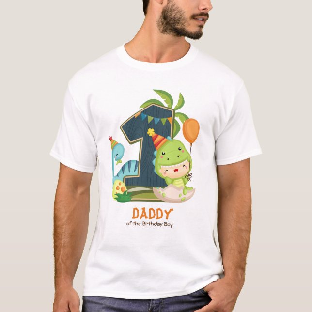 T-shirt Tiré d'anniversaire Dino personnalisé pour papa (Devant)