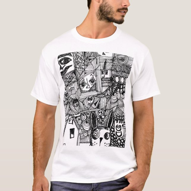 T-shirt tiré par la main original de griffonnages (Devant)