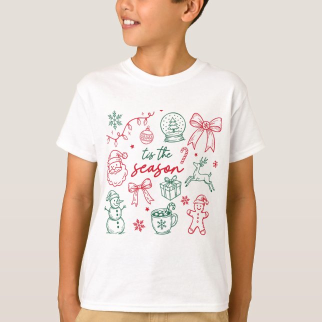 T-shirt Tis the Season - Christmas Doodle (Devant)
