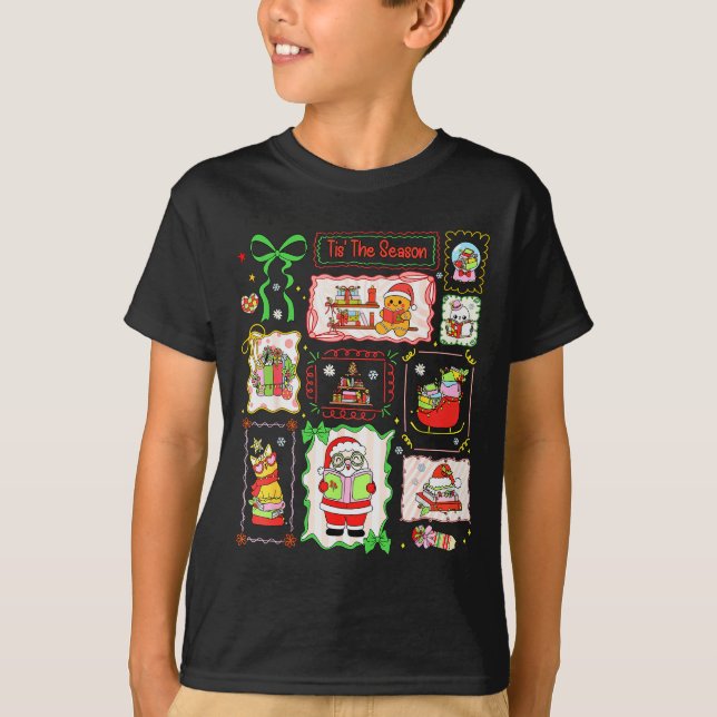 T-shirt Tis The Season Christmas Gingerbread Santa Book Te (Devant)