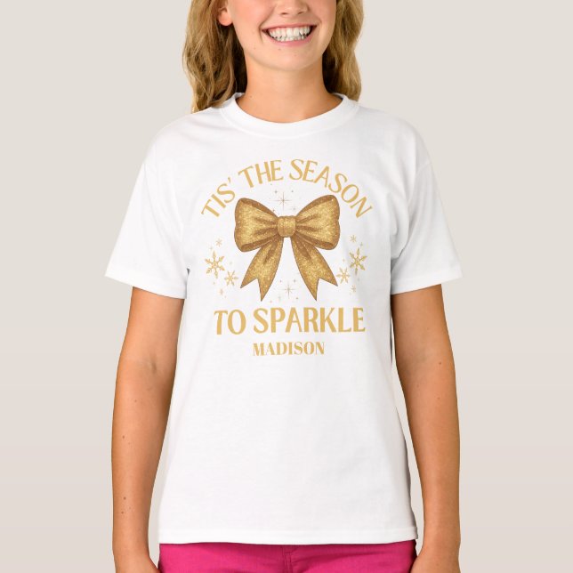T-shirt Tis' The Season To Sparkle Christmas Holiday Gold (Devant)
