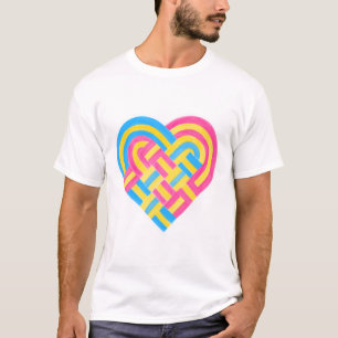 T-shirt Tissé Coeur Pansexuel Pan Pride Drapeau rose Jaune