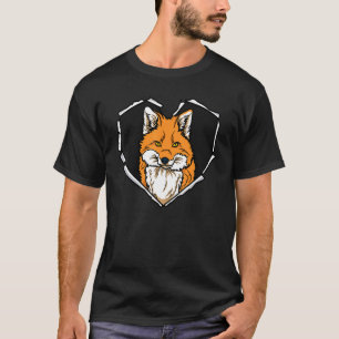 T-shirt Tissu déchiré Renard Visage Torn Trou Coeur Renard