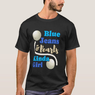 T-shirt Tissu Denim Jean Bleu Perles Amoureux de Jean Skin