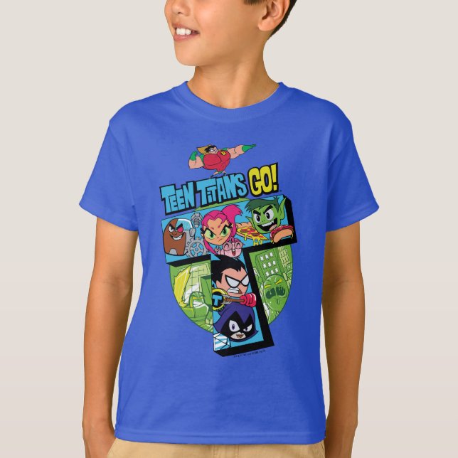 T-shirt Titans Ados, allez ! | Collage de la tour Titans (Devant)