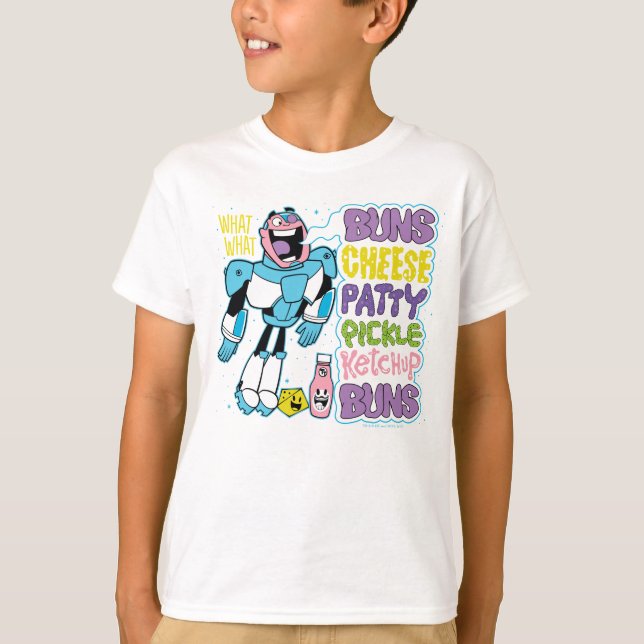 T-shirt Titans Ados, allez ! | Cyborg Burger Rap (Devant)