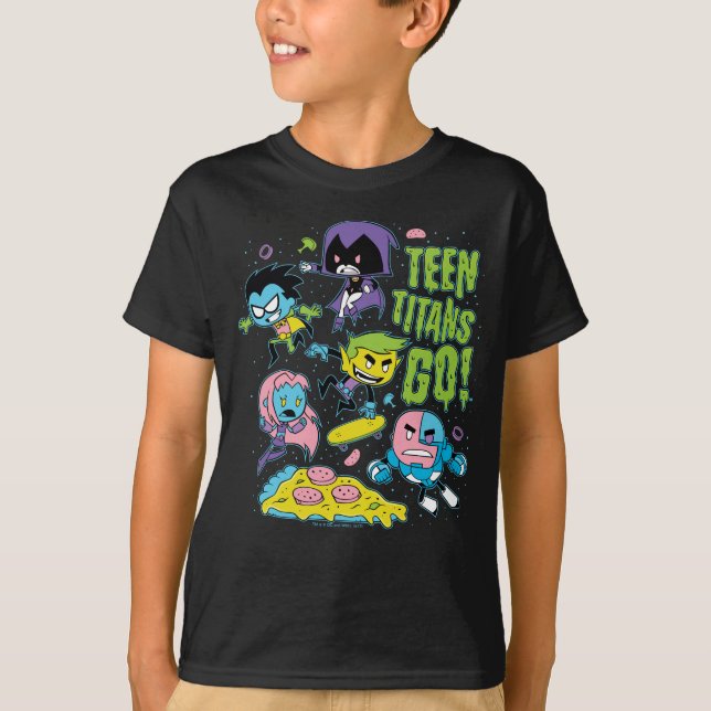 T-shirt Titans Ados, allez ! | Gnarly 90's Pizza Graphic (Devant)