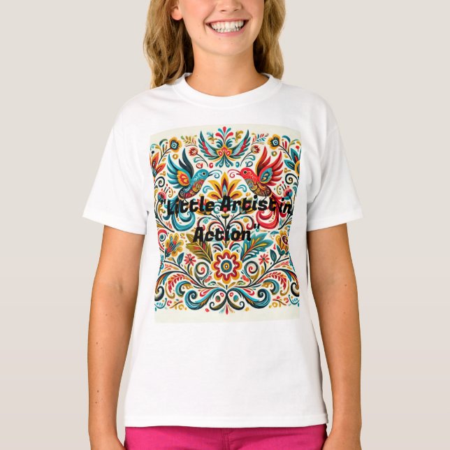 T-shirt Titre : Art populaire vibreant Modèle floral T-shi (Devant)