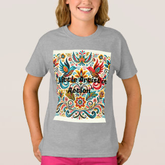 T-shirt Titre : Art populaire vibreant Modèle floral T-shi