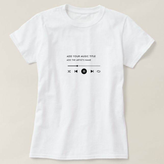 T-shirt Titre de la chanson personnalisée & Joueur de musi (Design devant)