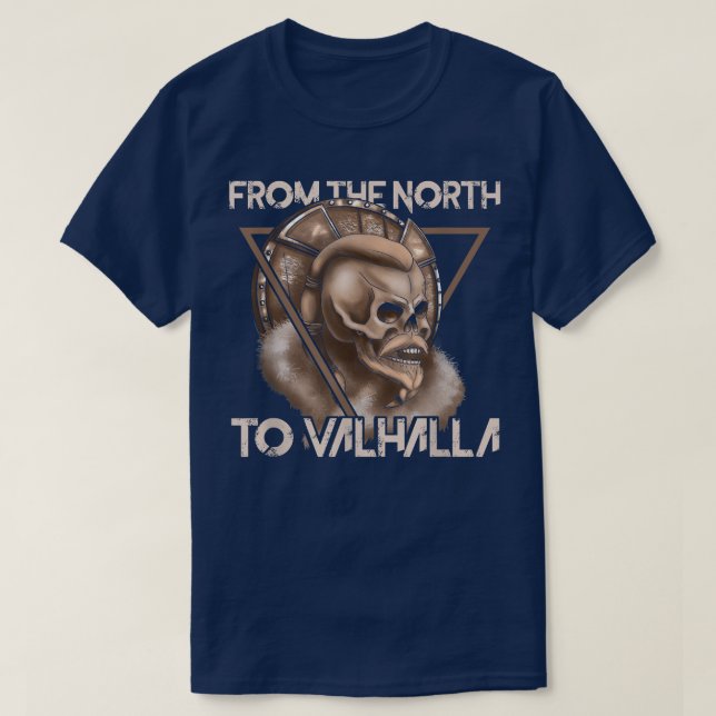 T-shirt To Valhalla Skeleton Viking Warrior Raven Mytholog (Design devant)