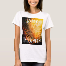 T-Shirt Toile d'araignée Orange Noir Effrayant Épo