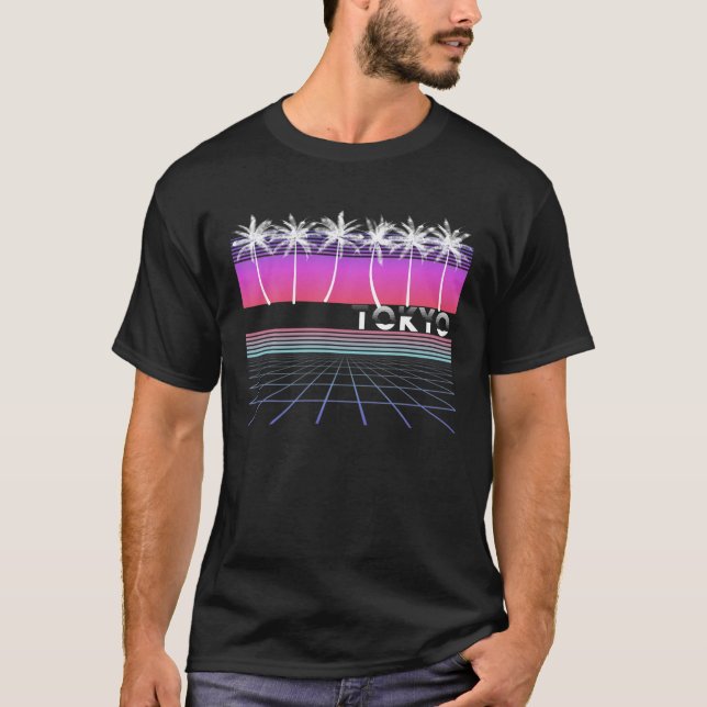 T-shirt Tokyo Japon 80'S 90'S Vaporwave Plage esthétique P (Devant)