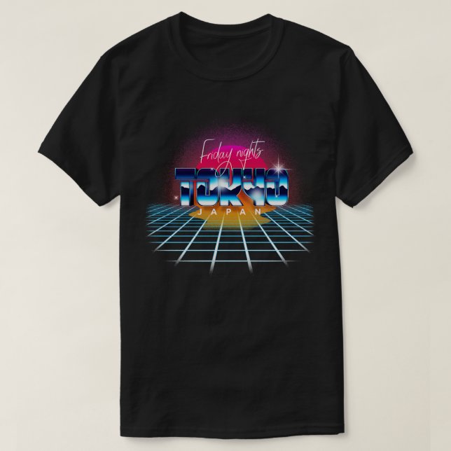 T-shirt Tokyo Japon Rétrowave Outrun 1 (Design devant)