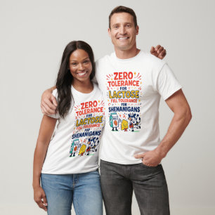 T-shirt Tolérance zéro pour le lactose amusant