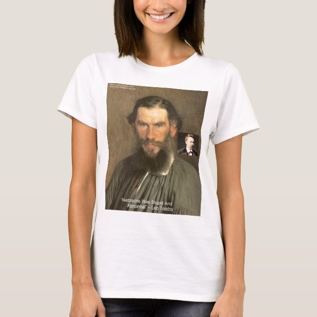 T-shirt Tolstoï "Nietzsche = Stupid Cadeaux De Devis Tee - (Devant)