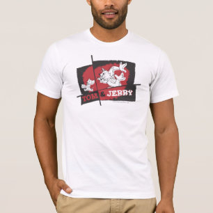 T-shirt Tom et Jerry rouges et noirs