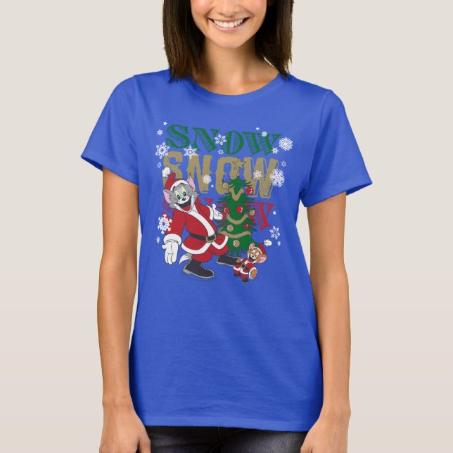 T-shirt Tom et Jerry Santas By The Tree (Devant)