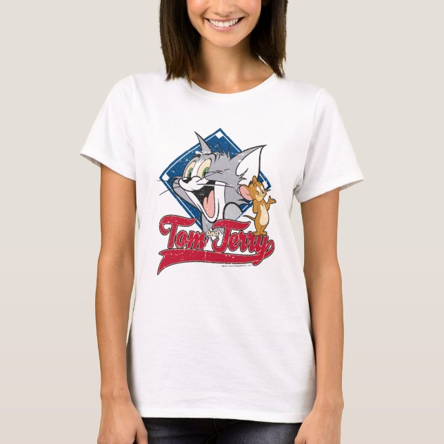 T-shirt Tom Et Jerry | Tom Et Jerry Sur Diamant De Basebal (Devant)