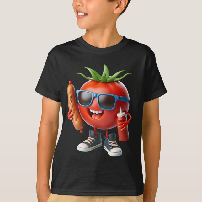 T-shirt Tomate avec Ketchup et Saucisse (Devant)