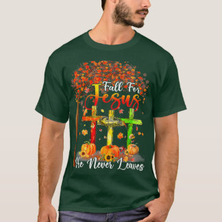 T-shirt Tomber Pour Jésus Il N'A Jamais Citrouille Feuille