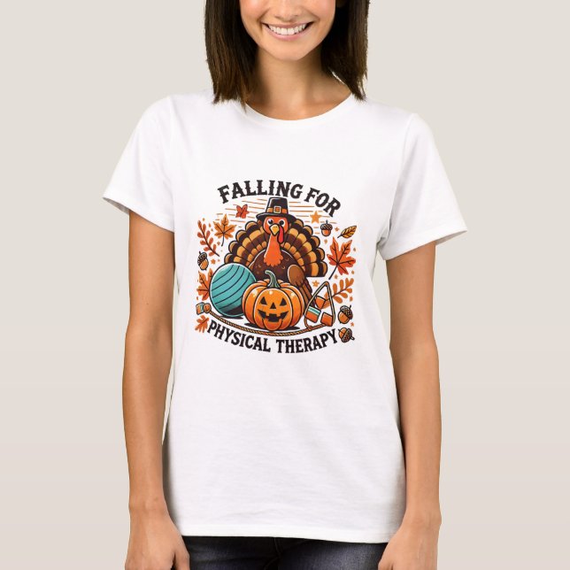 T-shirt Tomber Pour La Thérapie Physique Pt Citrouille Aut (Devant)