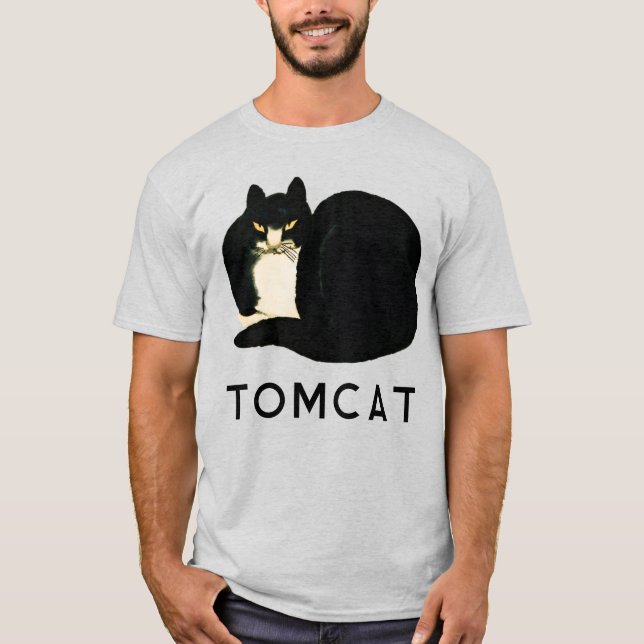 T-shirt Tomcat Chinese Qing Dynastie Manchu noir Chat (Devant)