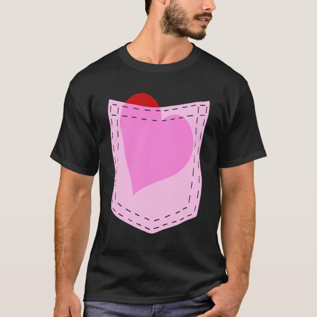T-shirt Ton coeur dans ma poche mignonne Saint-Valentin (Devant)