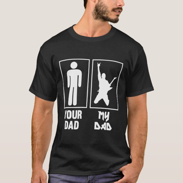T-shirt Ton papa Mon papa Guitare Rocker Rock N Roll Band (Devant)