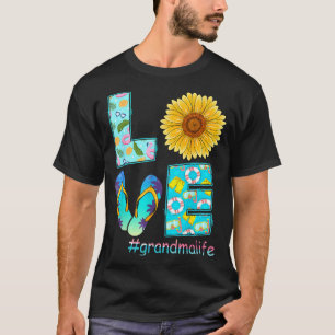 T-shirt Tongs LOVE Grand-mère Vie Hippie Tournesol