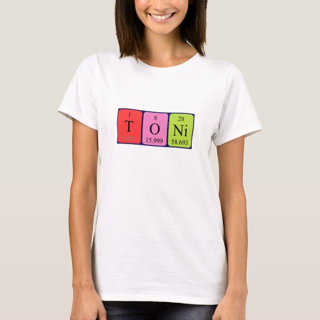 T-shirt Toni nom de table périodique (Devant)