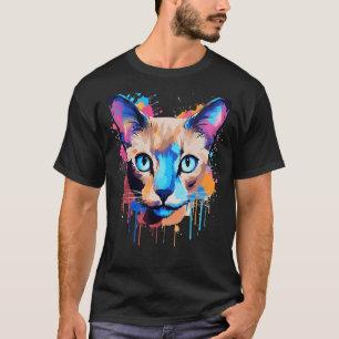 T-shirt Tonkinese Chat Visage de l'art coloré Splash