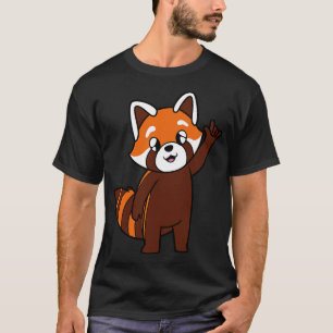 T-shirt toon panda rouge montre Je t'aime geste de la main
