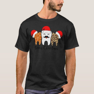 T-shirt Tooth Mustache Leopard Giraffe Imprimer Joyeux Noë