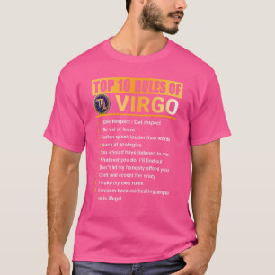 T-shirt Top 10 des règles pour Virgo Zodiac Anniversaire