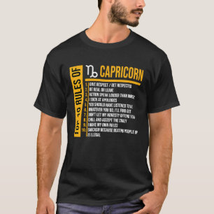 T-shirt Top 10 Règles de Capricorne pour célébrants annive
