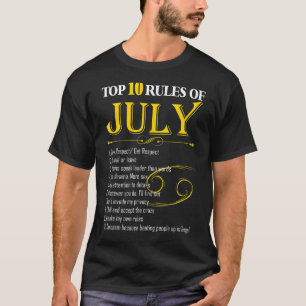 T-shirt Top 10 Règles De Juillet Anniversaire Hommes Femme