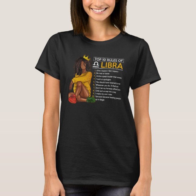 T-shirt Top 10 Règles De Libra Signet Zodiaque Horoscope N (Devant)