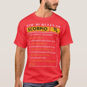 T-shirt Top 10 règles de Scorpio Funny Scorpio Faits Zodia